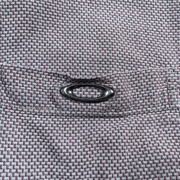 Oakley Mens Large Button Up Short Sleeve Shirt Pocket Metal Logo Purple Gray - Picture 7 of 12